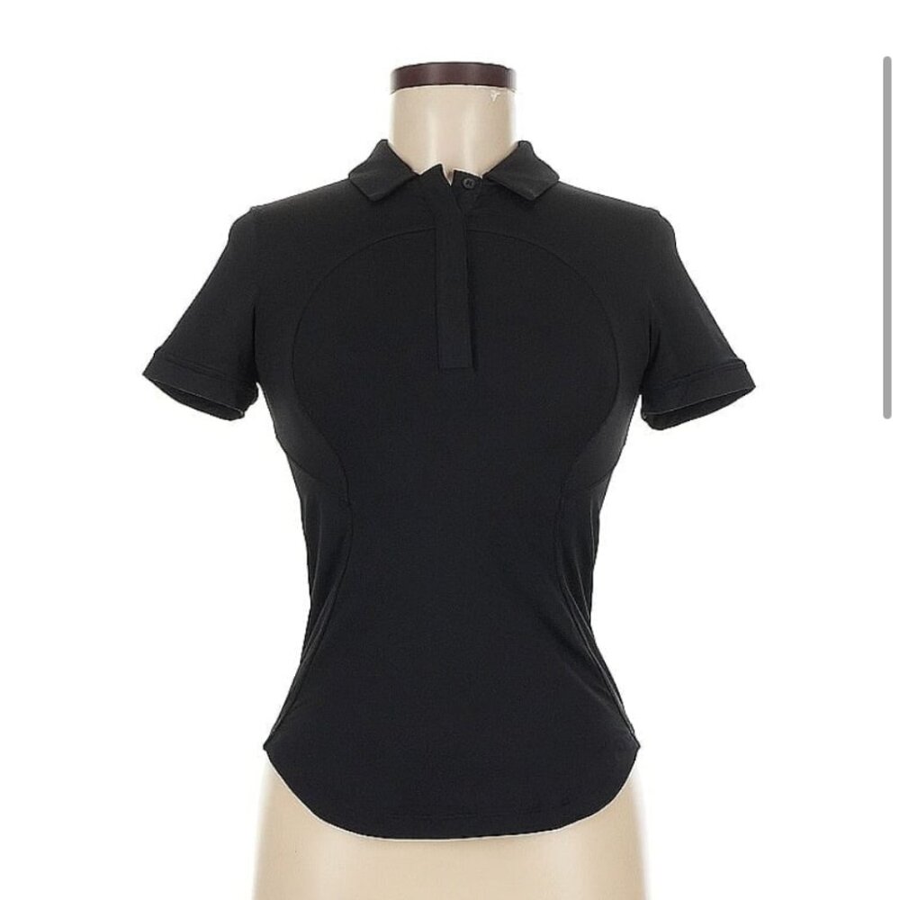 Lululemon Quick Drying Short Sleeve Polo Top in Black Size 0